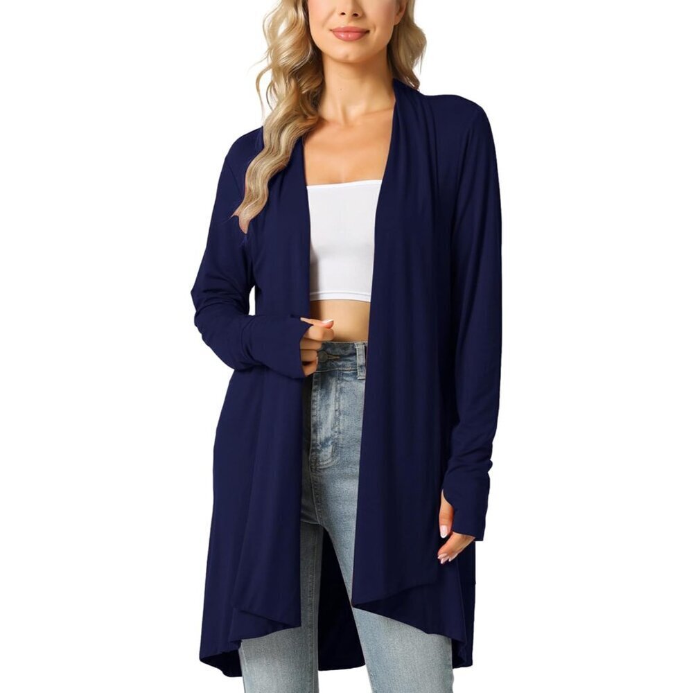 Women's Lightweight Jersey Long Sleeve Cardigan Open Front Cover Up Stretch